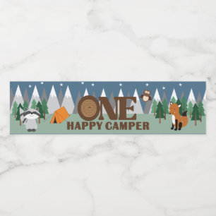 One Happy Camper 1st Birthday Woodland Water Bottle Label