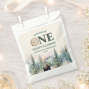 ONE Happy Camper Bear 1st Birthday Party Favour Bags