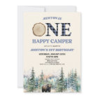 ONE Happy Camper Bear Blue 1st Birthday Party