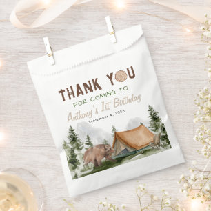 One Happy Camper Bear Forest Thank You Birthday Favour Bags
