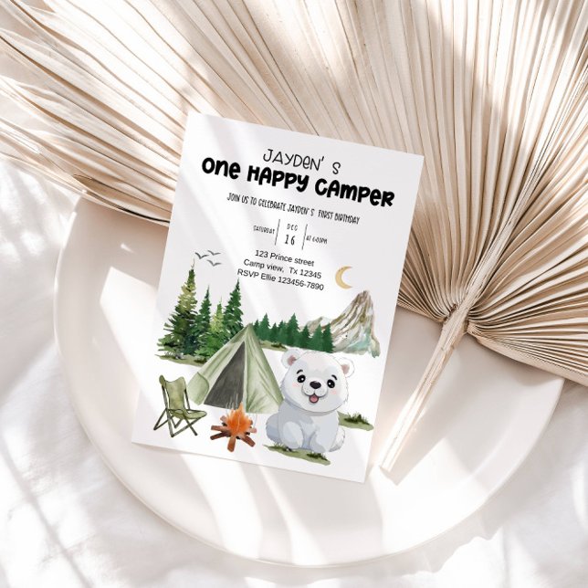 🎉 One Happy Camper Birthday – Adventure Awaits!  Invitation (Creator Uploaded)