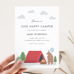 One Happy Camper Birthday Invitation