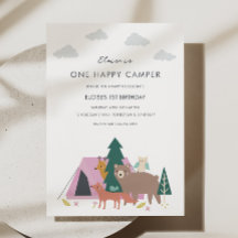 One Happy Camper Birthday Invitation