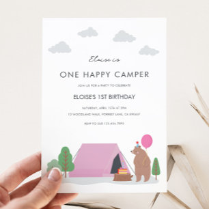 One Happy Camper Birthday Invitation