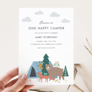 One Happy Camper Birthday Invitation
