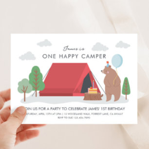 One happy camper birthday invitation