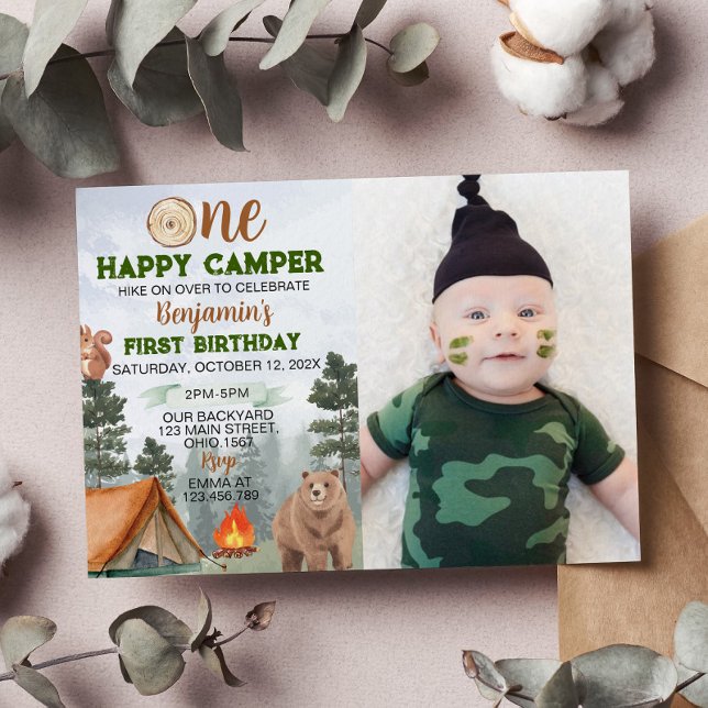 One Happy Camper Birthday Invitation  (Creator Uploaded)