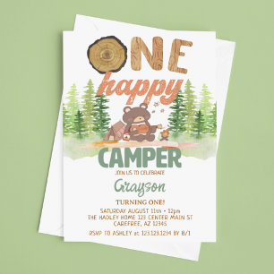 One Happy Camper Birthday Invitation