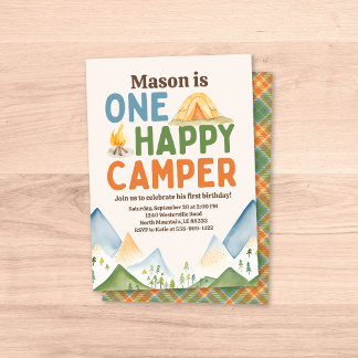 One Happy Camper Birthday Invitation