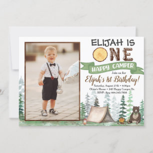 One Happy Camper Birthday Invitation 1st Birthday