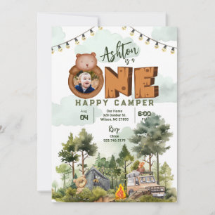 One Happy Camper Birthday Invitation with Photo