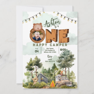 One Happy Camper Birthday Invitation with Photo