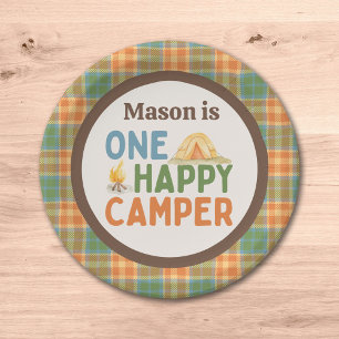 One Happy Camper Birthday Paper Plate