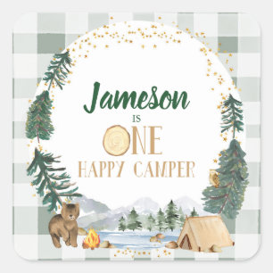 One Happy Camper Birthday Party Stickers