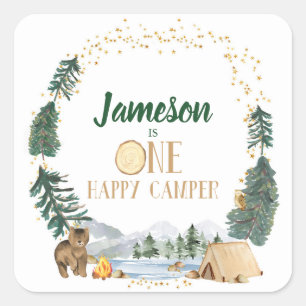 One Happy Camper Birthday Party Stickers