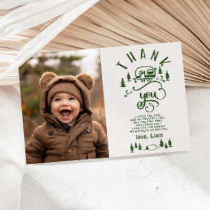 One Happy Camper Birthday photo thank you card