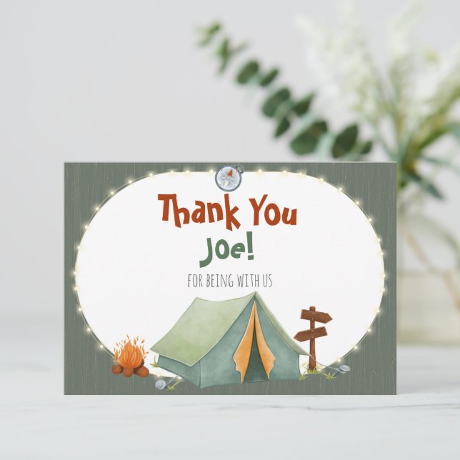 One Happy Camper Birthday Thank You Card (Standing Front)