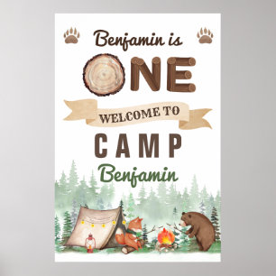 One Happy Camper Boy 1st Birthday Welcome Sign 