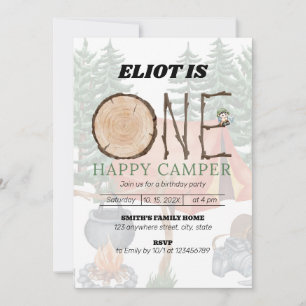 One Happy Camper Boy's 1st Birthday Invitation
