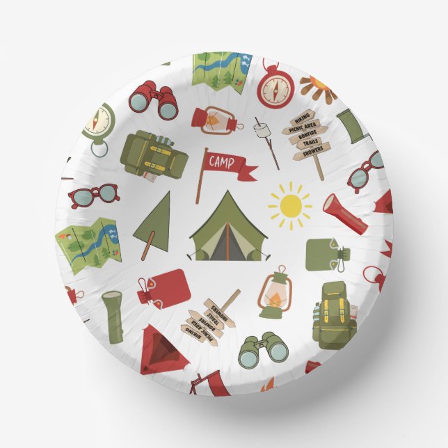 One Happy Camper Boys Birthday  Paper Plate (Front)
