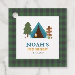 One Happy Camper Boys First Birthday Favour Tags