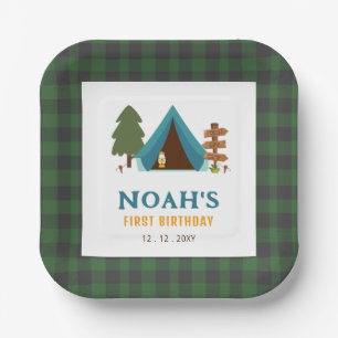 One Happy Camper Boys First Birthday Paper Plate