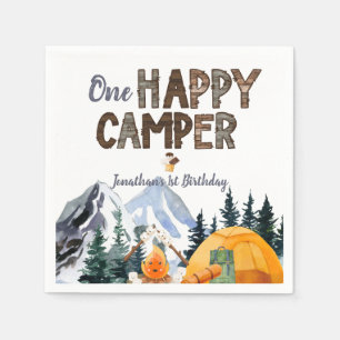 One Happy Camper Camping Birthday Napkin
