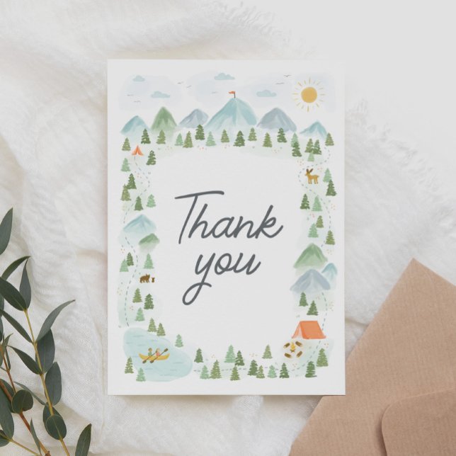 One Happy Camper Camping Birthday Thank You Card (Creator Uploaded)