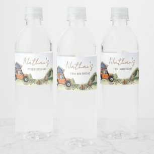 One Happy Camper Camping Boy Birthday Water Bottle Label