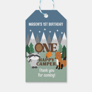 One Happy Camper Cute Woodland Animals Favour Gift Tags