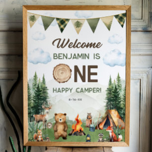 One Happy Camper First Birthday 18x24 Welcome Sign