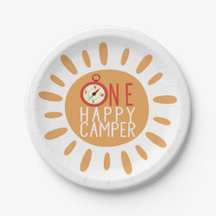 One Happy Camper First Birthday Camping Sun Party Paper Plate