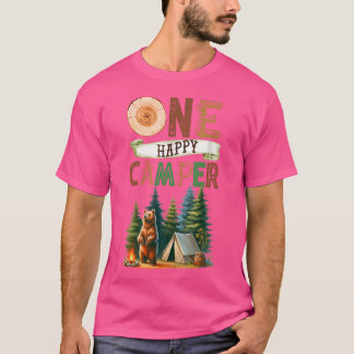 One Happy Camper First Birthday Family Camping Bea T-Shirt