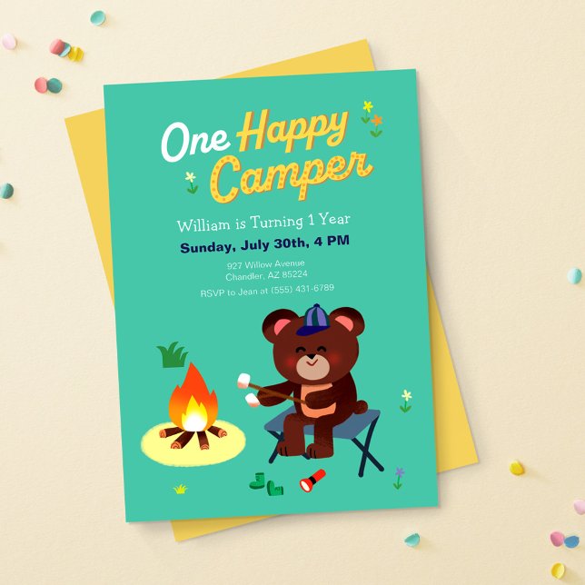 One Happy Camper First Birthday Invites (Creator Uploaded)