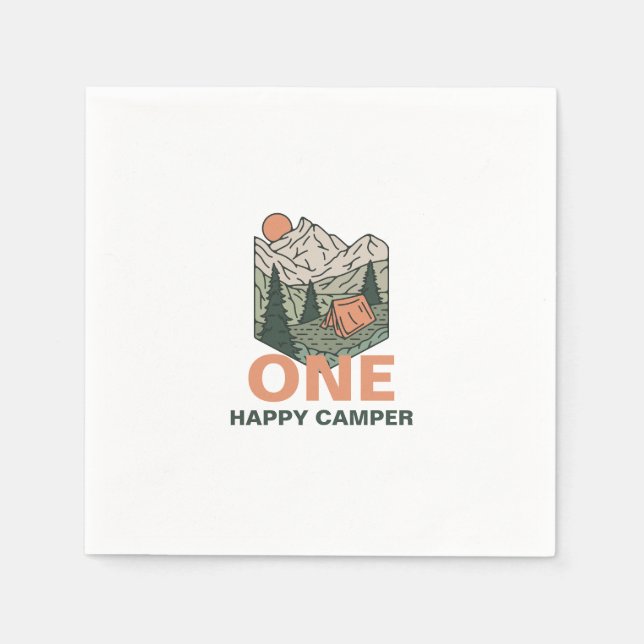 One Happy Camper First Birthday Napkin (Front)