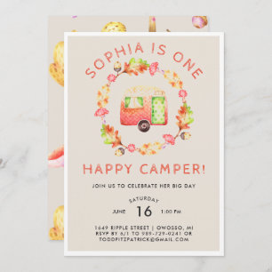 One Happy Camper First Birthday Party Invitation