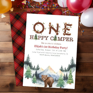 One Happy Camper First Birthday Party Invitation