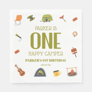 One Happy Camper First Birthday Party Welcome Sign Napkin