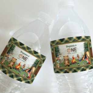 One Happy Camper First Birthday Water Bottle Label