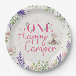 One Happy Camper Girls First Birthday Paper Plate
