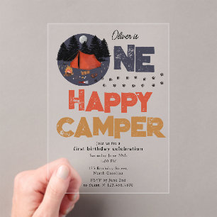 One Happy Camper Invite 1st Summer Birthday Acrylic Invitations