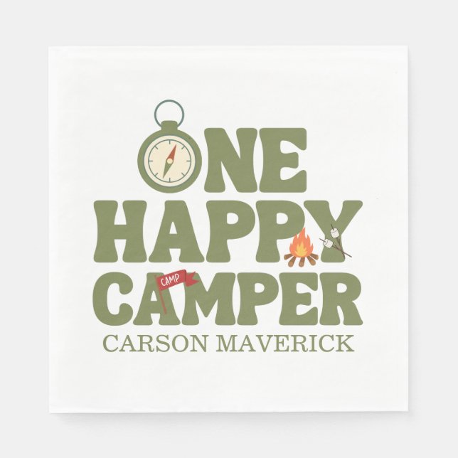 One Happy Camper Kids Birthday Napkin (Front)