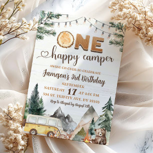One Happy Camper Kid's Forest Birthday Invitation