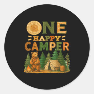 One Happy Camper Matching Family Birthday Party Ca Classic Round Sticker