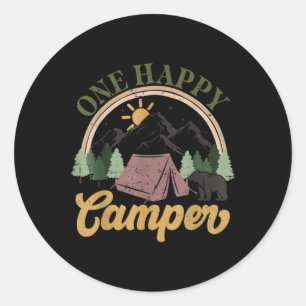 One Happy Camper Matching Family Birthday Party Ca Classic Round Sticker