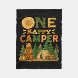 One Happy Camper Matching Family Birthday Party Ca Fleece Blanket