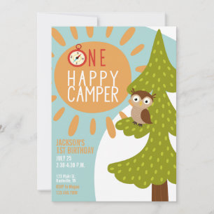 One Happy Camper Outdoor First Birthday Invitation