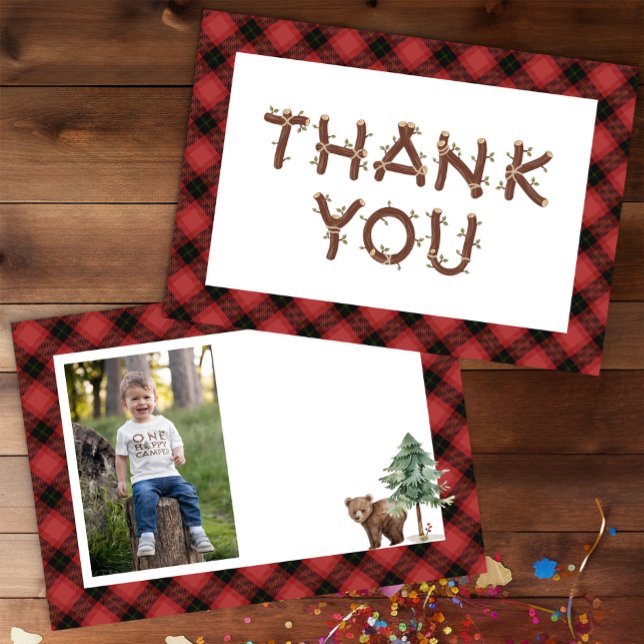 One Happy Camper Photo Birthday Thank You Card (Photo Thank You Notecard)