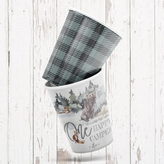 One Happy Camper Rustic Birthday Party Paper Cups (Creator Uploaded)