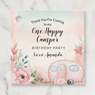 One Happy Camper Square Favour Tags